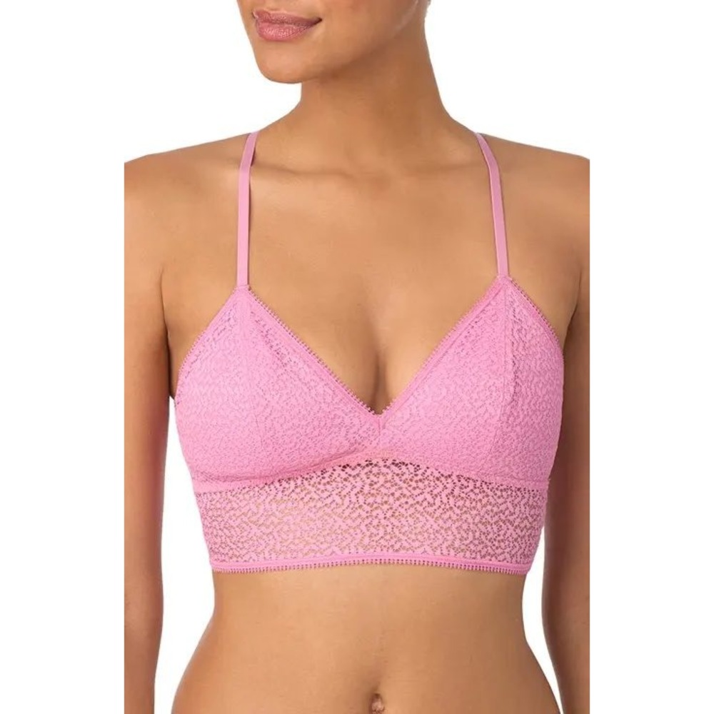 DKNY Modern Lace Unlined Demi Bralette Pink Racerback DK4021 XL New